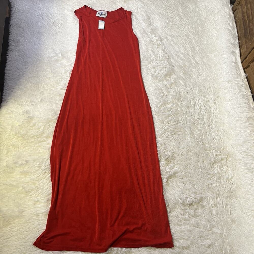 Women's Red Spring Summer Loose Modal Dress Sleeveless Dress Medium